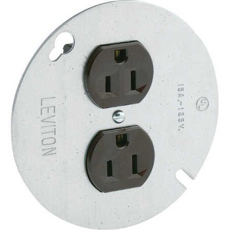 Leviton Straight Blade Receptacle, 5-15R, 15 A, 125V AC, 2 Pole, 3 Wire, Grounded 05042-000